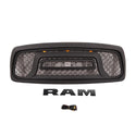 Front Rebel Style Grille For 2002 2003 2004 2005 Dodge Ram 1500 Black Grill with Letters & LED Lights