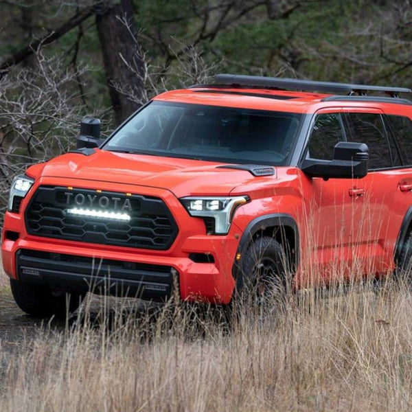 Front Bumper Grille for 2022 2023 2024 2025 3rd Gen Toyota Sequoia TRD PRO Style Grill with Badge and LEDs