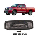 Black Front Grille for 2006 2007 2008 Dodge RAM 1500 Grill, Rebel Style with Letters & Lights