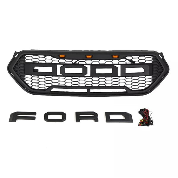 Front Grille for 2017 2018 2019 Ford Escape Kuga Raptor Style Grill with Letters and LEDs