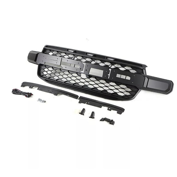 Front Grille for 2023 2024 2025 Ford Ranger T9 Raptor Style Grill with Letters and Lights Matte Black
