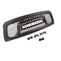 Front Rebel Style Grille For 2009 2010 2011 2012 Dodge Ram 1500 Black Grill with Letters & LED Lights