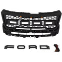 Raptor Style Front Grille for 2016 2017 2018 Ford Explorer Models Black Grill with Letters and LEDs