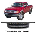 Front Grille Compatible with 1995 1996 1997 Ford Ranger Raptor Style Grill with Letters and LED Lights