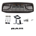 Black Front Grille for 2006 2007 2008 Dodge RAM 1500 Grill, Big Horn Style with Letters and LED Lights