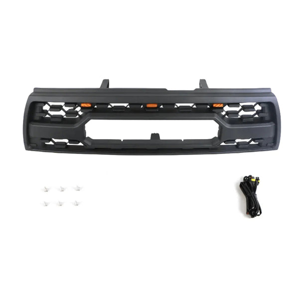 Black TRD PRO Front Grille For 1996 1997 1998 1999 2000 2001 2002 3rd Gen Toyota 4Runner Grill W/ Letters Led Lights