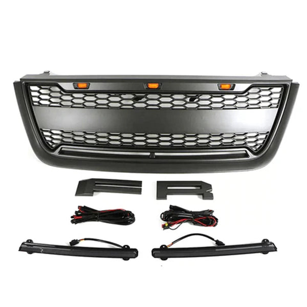 Front Grille for 2003 2004 2005 2006 Ford Expedition Grill with Letters and LEDs Matte Black