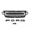 Front Grille Compatible with 2018 2019 2020 2021 Ford Expedition Grill with Letters and LEDs Matte Black