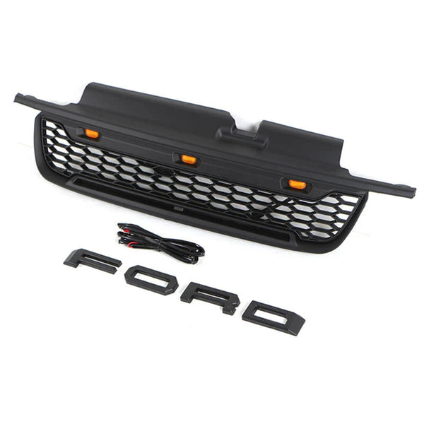 Front Grille for 2001 2002 2003 2004 Ford Escape Kuga Raptor Style Grill with Letters and LEDs