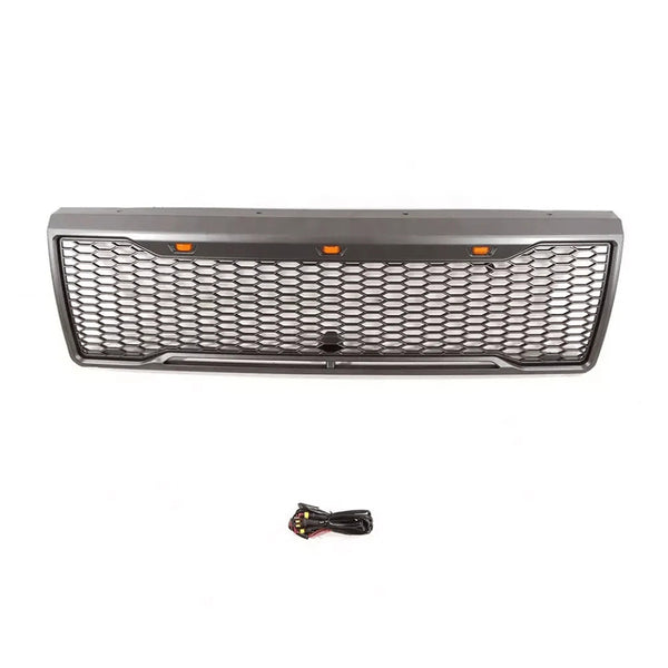 Black Raptor Style Grille For 1992 1993 1994 1995 1996 Ford F150 Bronco Grill with Letters and Lights