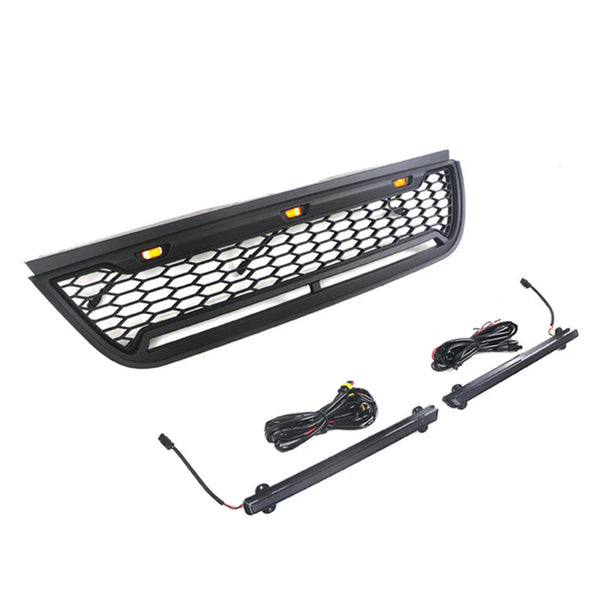 Raptor Style Front Grille for 2002 2003 2004 2005 Ford Explorer/Sport Trac Models Black Grill with Letters and LEDs