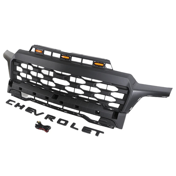 Front Bumper Grille Fit for 2024 2025 Chevrolet Colorado Grill Raptor Style with Letters and LEDs