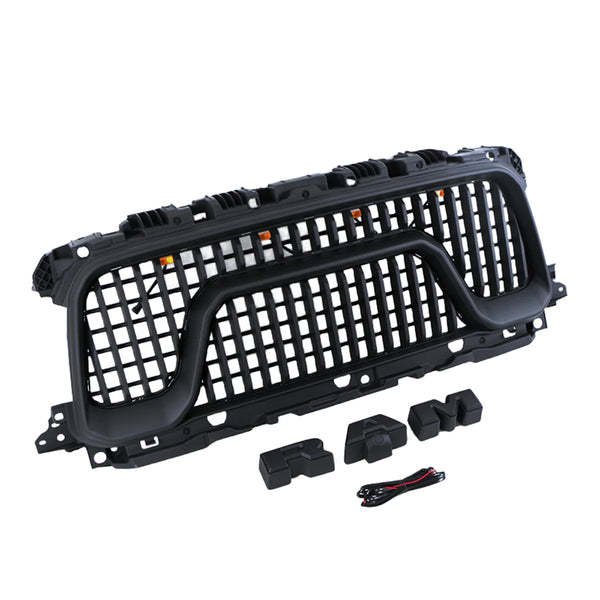 Black Front Grille for 2019 2020 2021 2022 2023 2024 Dodge RAM 2500/3500 Big Horn Style Grill W/ Letters and LED Lights
