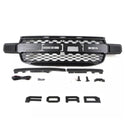 Front Grille for 2023 2024 2025 Ford Ranger T9 Raptor Style Grill with Letters and Lights Matte Black