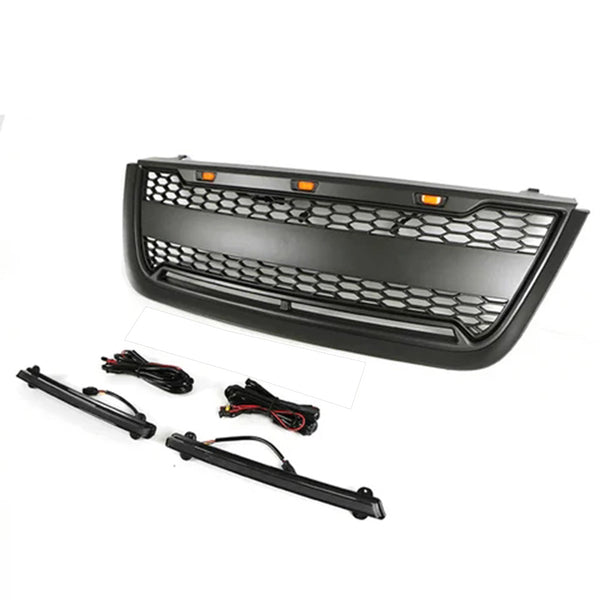 Front Grille for 2003 2004 2005 2006 Ford Expedition Grill with Letters and LEDs Matte Black