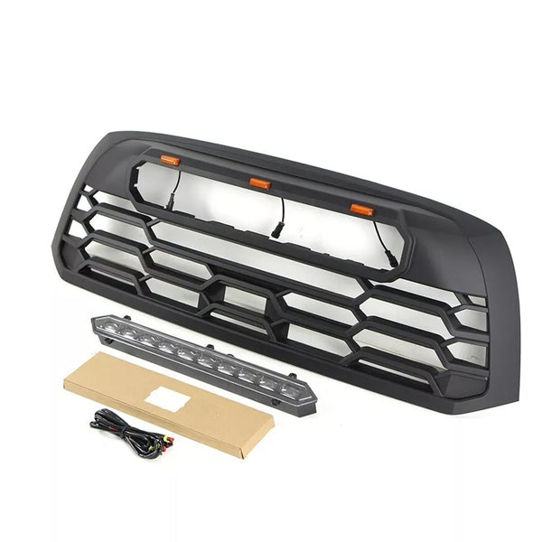 Black Front TRD PRO Grille For 2007 2008 2009 2010 2011 2012 2013 2nd Gen Toyota Tundra Grill with Emblem & LEDS