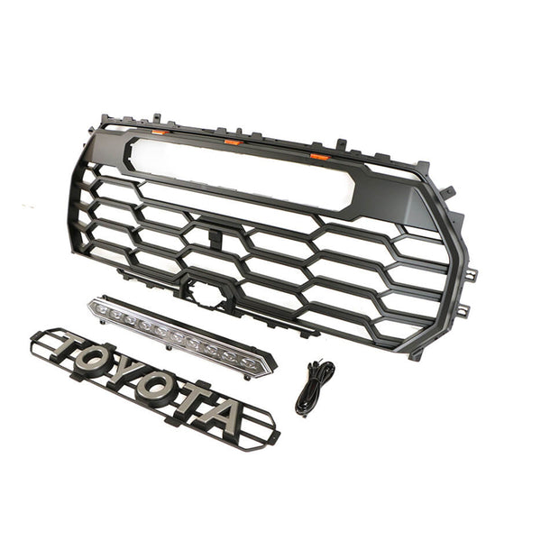 Front Grille for 2022 2023 2024 3rd Gen Toyota Tundra TRD PRO Style Grill With LEDs and Emblem