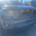 Front Bumper Grille Compatible with 2010-2021 2nd Gen Toyota Sequoia TRD PRO Style Grill with Badge and LED Lights Matte Black
