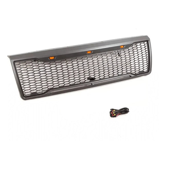 Black Raptor Style Grille For 1992 1993 1994 1995 1996 Ford F150 Bronco Grill with Letters and Lights