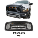 Rebel Style Front Grille for 2010-2018 Dodge RAM 2500/3500 Black Grill W/ Letters and LED Lights