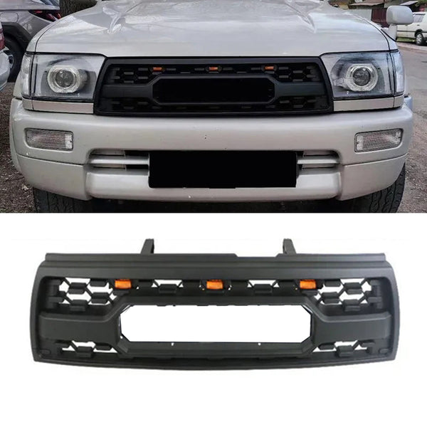 Black TRD PRO Front Grille For 1996 1997 1998 1999 2000 2001 2002 3rd Gen Toyota 4Runner Grill W/ Letters Led Lights