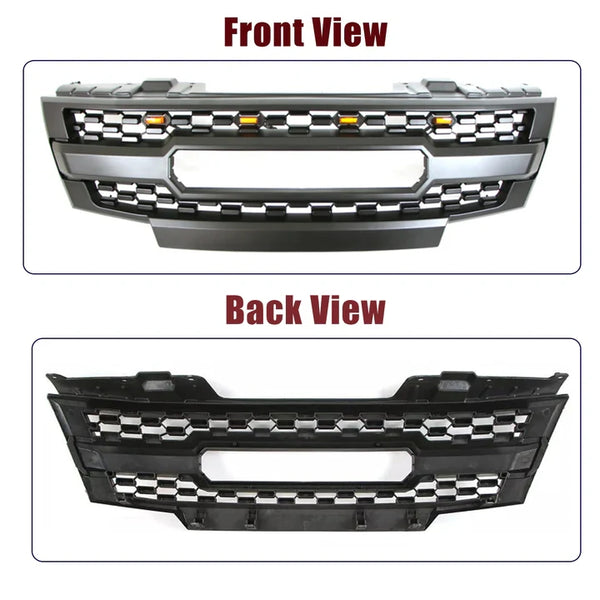 Front Black Grille for 2009 2010 2011 2012 2013 2014 2015 2016 Nissan Frontier Grill with Letters and Lights