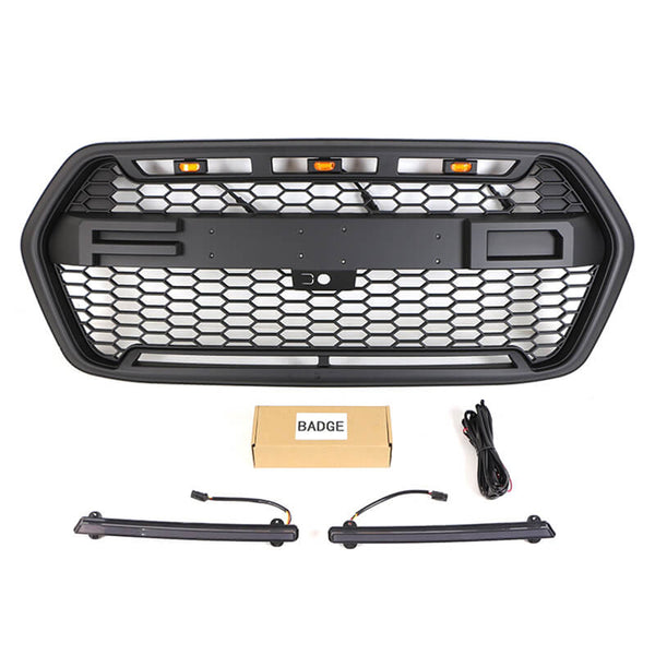 Front Grille for 2020 2021 2022 2023 Ford Transit (US Version) Raptor Style Grill with Letters and LEDs