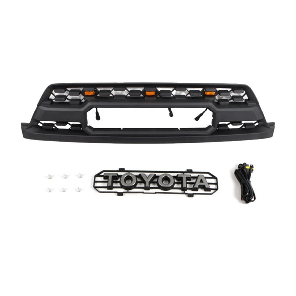 Black Front Grille For 2003 2004 2005 4th Gen TRD PRO Toyota 4Runner Grill With Emblem & LEDs