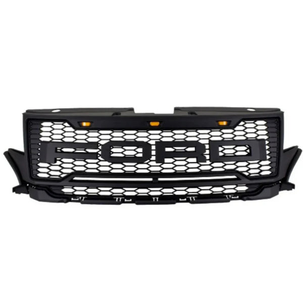 Front Grille Compatible with 2012 2013 2014 2015 Ford edge Raptor Style Grill with Letters and LED Lights