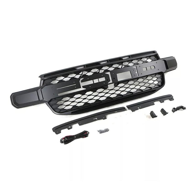 Front Grille for 2023 2024 2025 Ford Ranger T9 Raptor Style Grill with Letters and Lights Matte Black