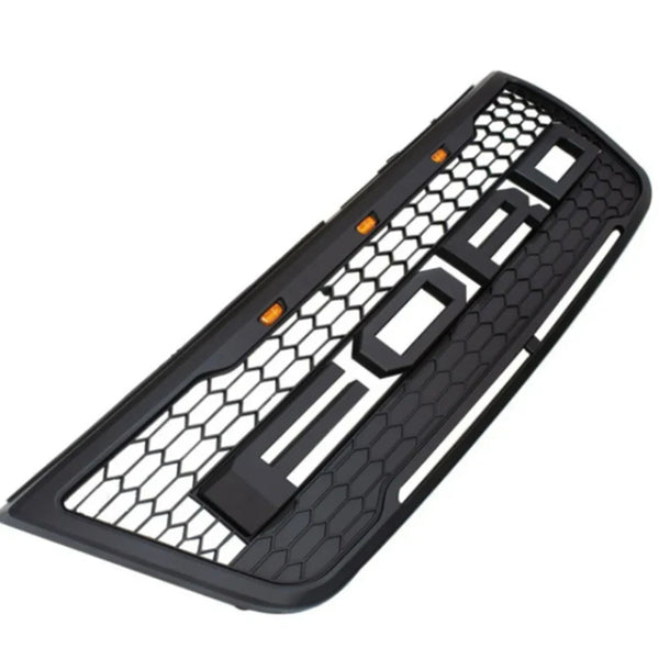 Front Grille for 2011 2012 2013 2014 2015 Ford Explorer Black Grill Raptor Style with Letters and LEDs