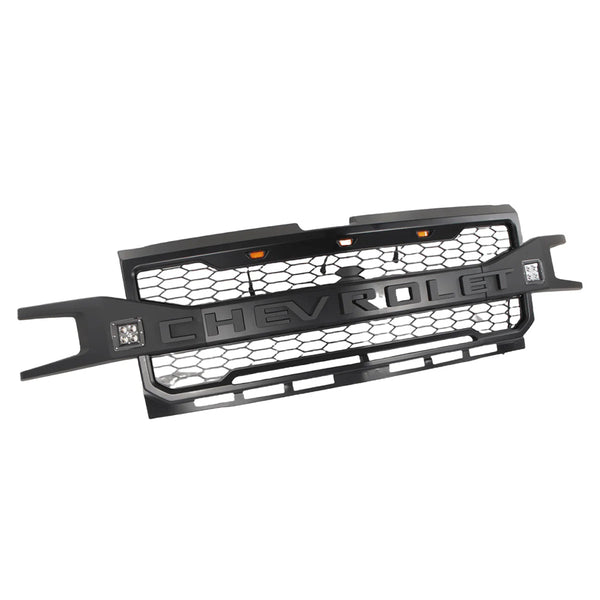 Front Grille for 2019 2020 2021 2022 Chevrolet Silverado 1500 Black Upper Grill With 3+2 Lights and Letters