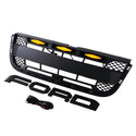 Black Front Grille Fit for 2001 2002 2003 Ford Ranger Raptor Style Grill with Letters and LED Lights
