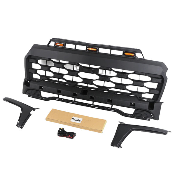 Front Bumper Grille Fit for 2024 2025 Chevrolet Colorado Grill Raptor Style with Letters and LEDs