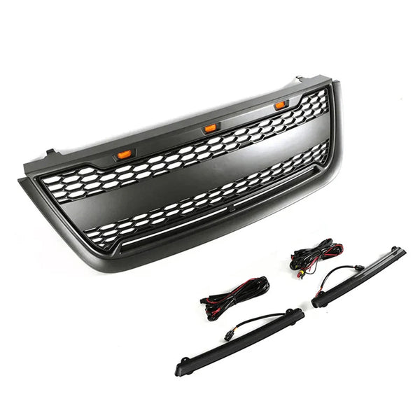 Front Grille for 2003 2004 2005 2006 Ford Expedition Grill with Letters and LEDs Matte Black