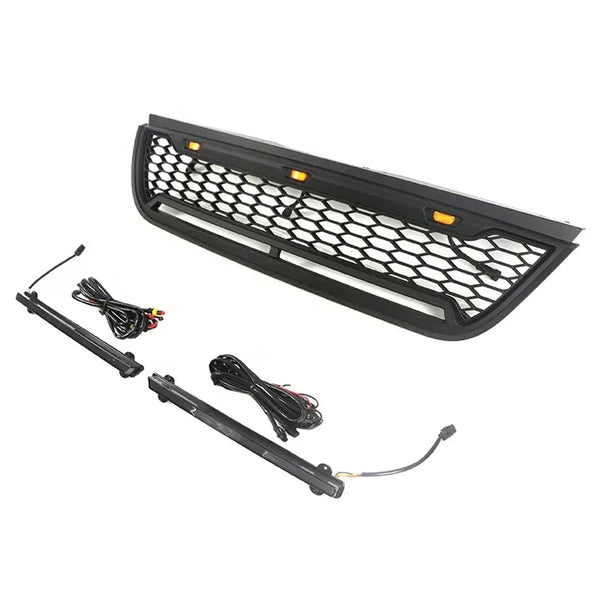 Raptor Style Front Grille for 2002 2003 2004 2005 Ford Explorer/Sport Trac Models Black Grill with Letters and LEDs