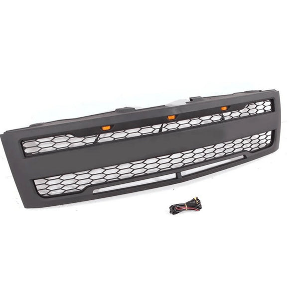 Front Grille Compatible with 2007 2008 2009 2010 2011 2012 2013 Chevy Silverado 1500 Grill With 3+2 Lights