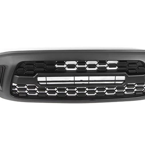 Front Grille Compatible with 2001 2002 2003 2004 1st Gen Toyota Tacoma Black Grill With Emblem & LED Lights