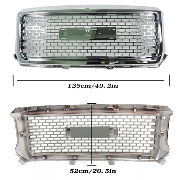 Chrome Front Grille Fit for 2014 2015 GMC Sierra 1500 Grill Honeycomb Style
