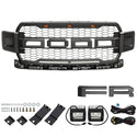 Front Grille Compatible with 2018 2019 2020 Ford F150 Grill Raptor Style Grill with Letters and LEDs Black