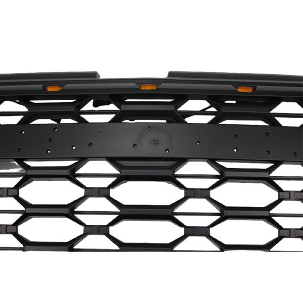 Black Front Grille Fit for 2022 2023 2024 Chevrolet Chevy Silverado 1500 Grill with 5 LED Lights and Letters