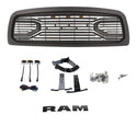 Front Grille Fit For 2013 2014 2015 2016 2017 2018 Dodge RAM 2500 3500, Big Horn Style Grill with Letters (with LED Lights)