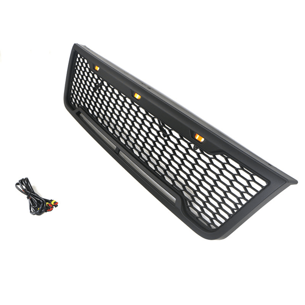 Front Grille Compatible with 2003 2004 2005 2006 2007 Ford Econoline E150 E250 E350 Grill with Letters and LEDs Matte Black