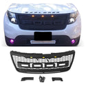 Front Grille for 2011 2012 2013 2014 2015 Ford Explorer Black Grill Raptor Style with Letters and LEDs
