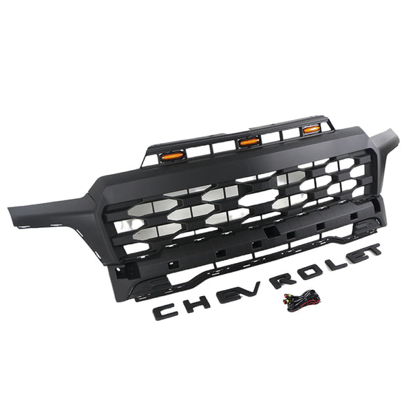 Front Bumper Grille Fit for 2024 2025 Chevrolet Colorado Grill Raptor Style with Letters and LEDs