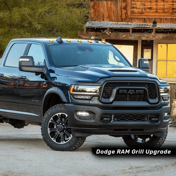 Front Grille for 2019 2020 2021 2022 2023 2024 Dodge RAM 2500/3500 Honeycomb Style Grill W/ Letters and LED Lights