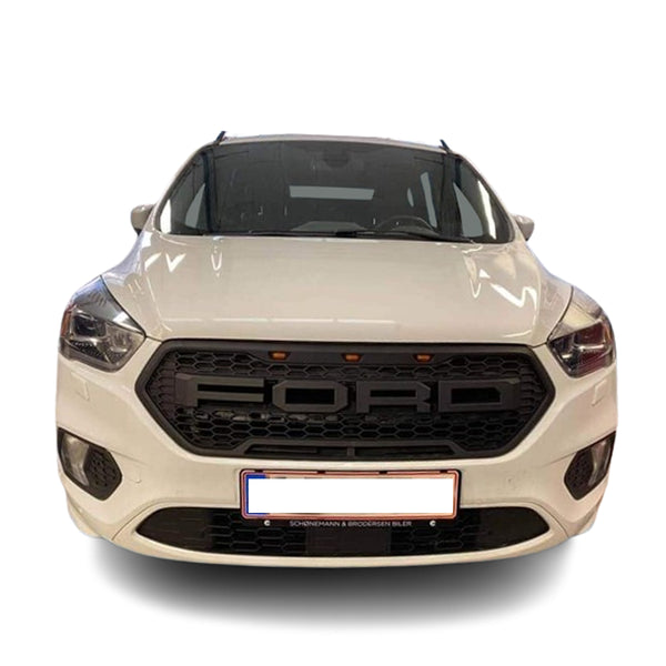 Front Grille for 2017 2018 2019 Ford Escape Kuga Raptor Style Grill with Letters and LEDs