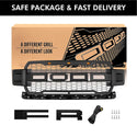 Front Grille Compatible with 2018 2019 2020 Ford F150 Grill Raptor Style Grill with Letters and LEDs Black