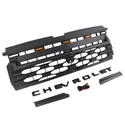 Front Grille for 2019 2020 2021 2022 2023 2024 Chevrolet Silverado 1500 Black Upper Grill with Lights and Letters