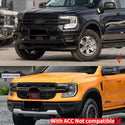 Front Grille for 2023 2024 2025 Ford Ranger T9 Raptor Style Grill with Letters and Lights Matte Black